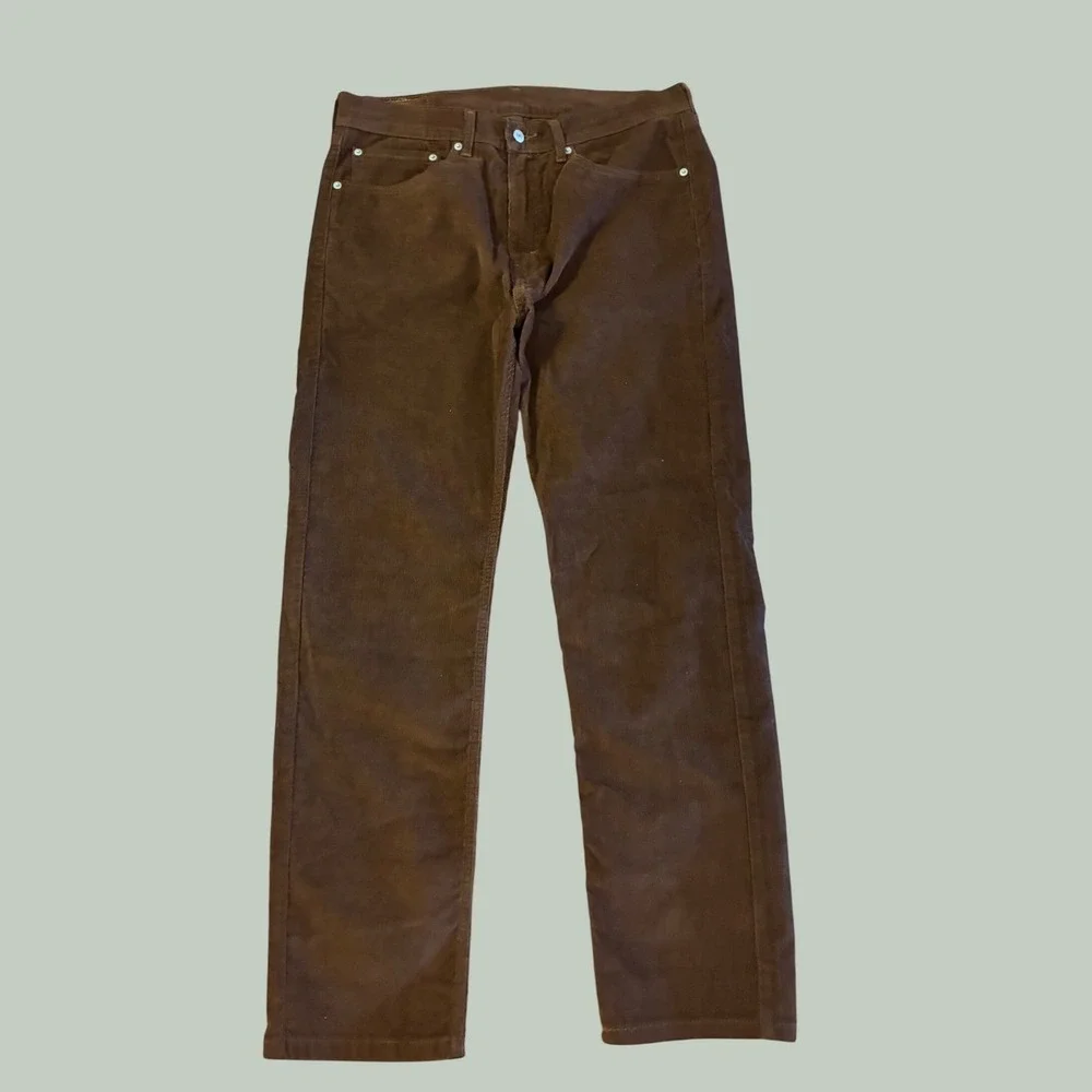 Levis 505 Regular Fit Corduroy Pants Brown Straight Leg 34x32 Mens Cords